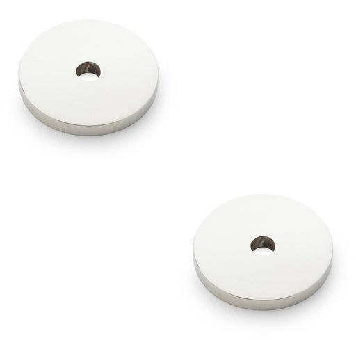 2 PACK Round Kitchen Door Knob Backplate Polished Nickel 25mm Circular Plate