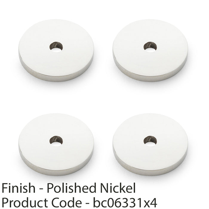 4 PACK Round Kitchen Door Knob Backplate Polished Nickel 25mm Circular Plate 1