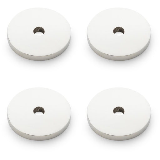 4 PACK Round Kitchen Door Knob Backplate Polished Nickel 25mm Circular Plate