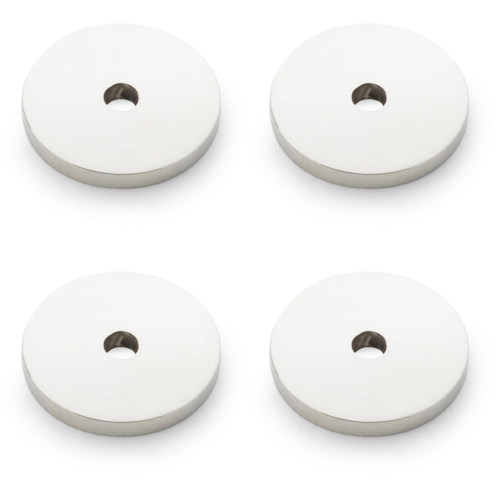 4 PACK Round Kitchen Door Knob Backplate Polished Nickel 25mm Circular Plate