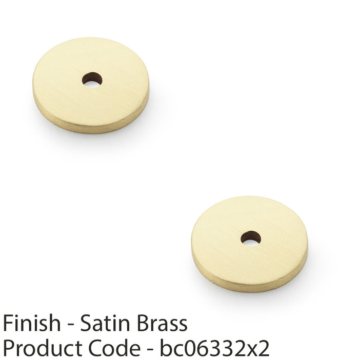 2 PACK Round Kitchen Door Knob Backplate Satin Brass 25mm Circular Plate 1