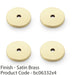 4 PACK Round Kitchen Door Knob Backplate Satin Brass 25mm Circular Plate 1