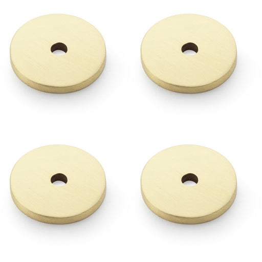 4 PACK Round Kitchen Door Knob Backplate Satin Brass 25mm Circular Plate