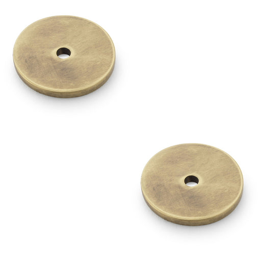 2 PACK Round Kitchen Door Knob Backplate Antique Brass 30mm Circular Plate