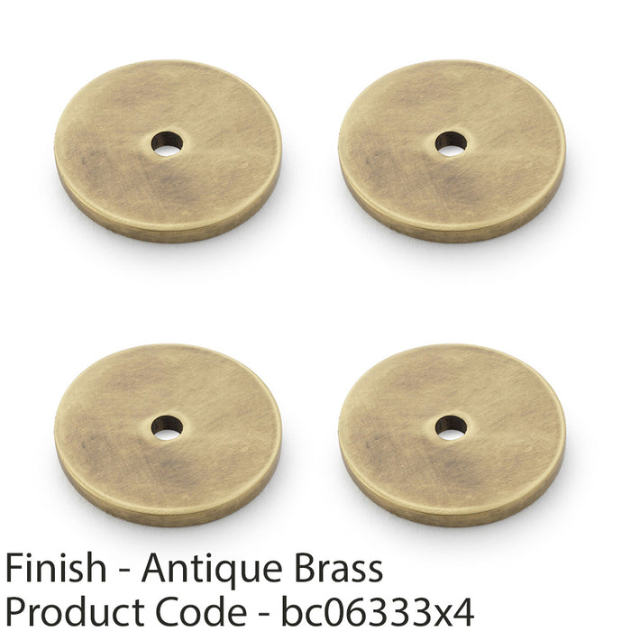 4 PACK Round Kitchen Door Knob Backplate Antique Brass 30mm Circular Plate 1