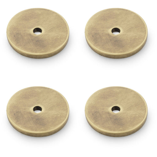 4 PACK Round Kitchen Door Knob Backplate Antique Brass 30mm Circular Plate