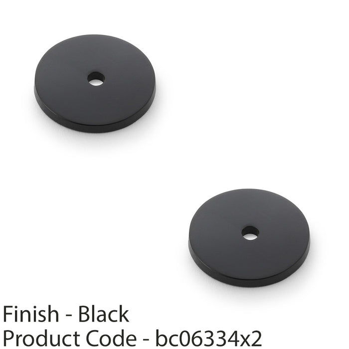 2 PACK Round Kitchen Door Knob Backplate Matt Black 30mm Diameter Circular Plate 1