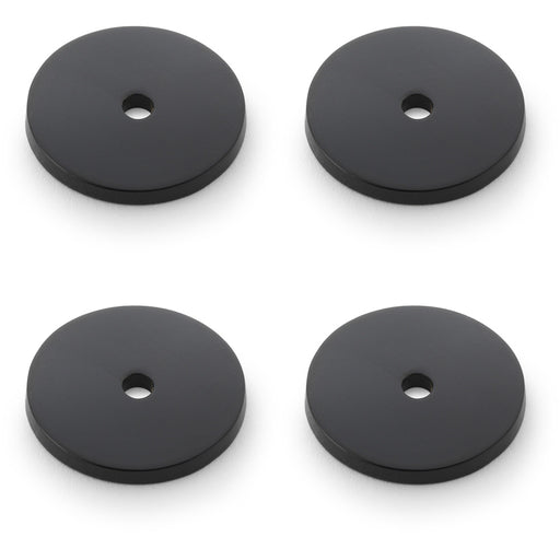 4 PACK Round Kitchen Door Knob Backplate Matt Black 30mm Diameter Circular Plate