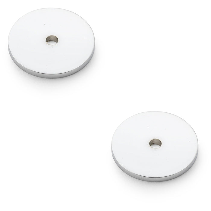 2 PACK Round Kitchen Door Knob Backplate Polished Chrome 30mm Circular Plate