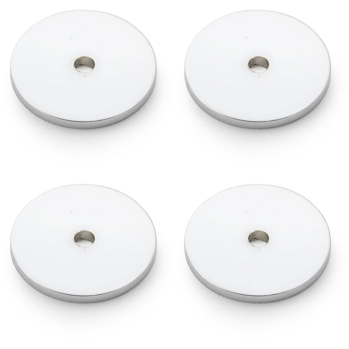 4 PACK Round Kitchen Door Knob Backplate Polished Chrome 30mm Circular Plate