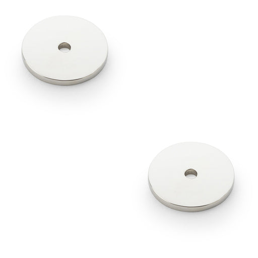 2 PACK Round Kitchen Door Knob Backplate Polished Nickel 30mm Circular Plate