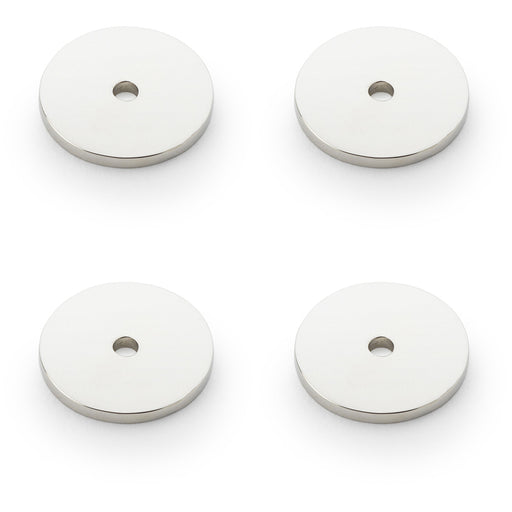 4 PACK Round Kitchen Door Knob Backplate Polished Nickel 30mm Circular Plate