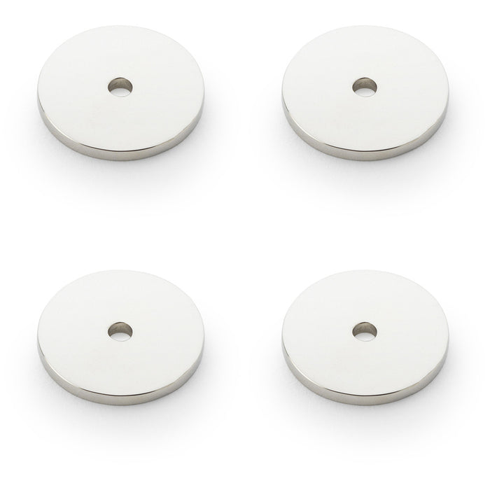 4 PACK Round Kitchen Door Knob Backplate Polished Nickel 30mm Circular Plate