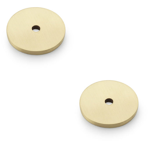 2 PACK Round Kitchen Door Knob Backplate Satin Brass 30mm Circular Plate