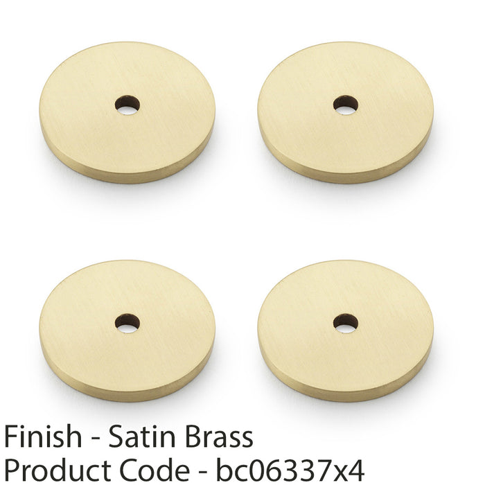 4 PACK Round Kitchen Door Knob Backplate Satin Brass 30mm Circular Plate 1