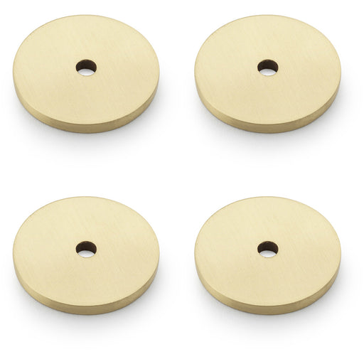 4 PACK Round Kitchen Door Knob Backplate Satin Brass 30mm Circular Plate