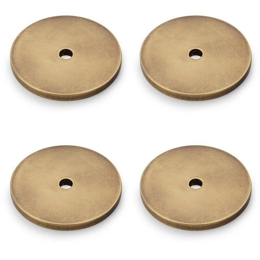 4 PACK Round Kitchen Door Knob Backplate Antique Brass 35mm Circular Plate