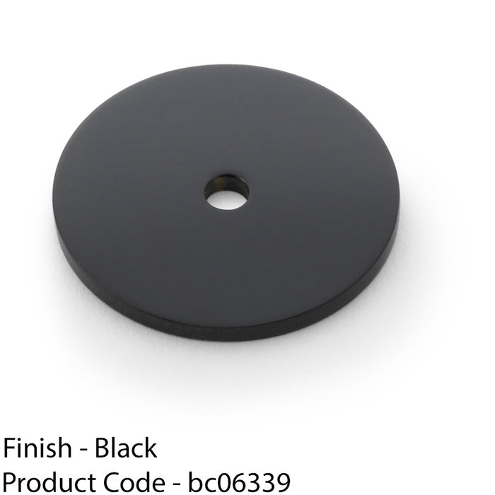 Round Kitchen Door Knob Backplate - Matt Black 35mm Diameter Circular Plate 1