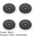 4 PACK Round Kitchen Door Knob Backplate Matt Black 35mm Diameter Circular Plate 1