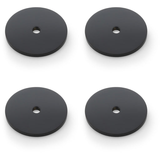 4 PACK Round Kitchen Door Knob Backplate Matt Black 35mm Diameter Circular Plate