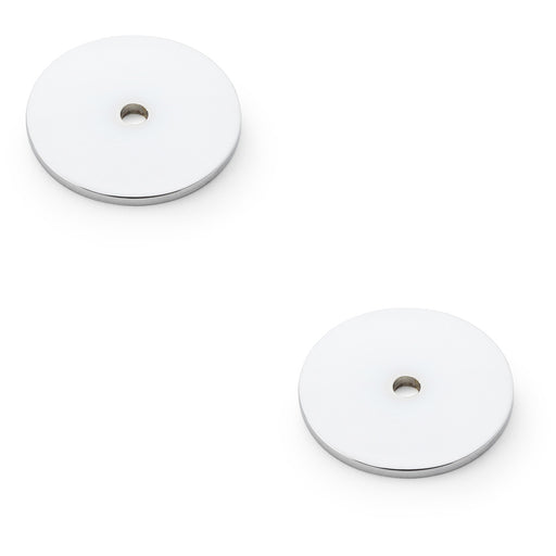 2 PACK Round Kitchen Door Knob Backplate Polished Chrome 35mm Circular Plate