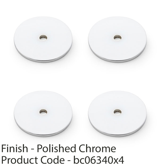 4 PACK Round Kitchen Door Knob Backplate Polished Chrome 35mm Circular Plate 1