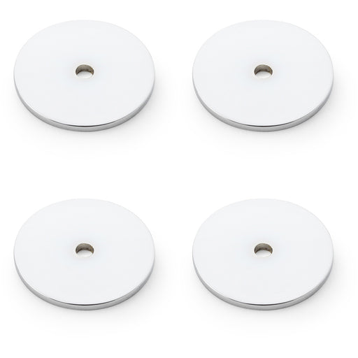 4 PACK Round Kitchen Door Knob Backplate Polished Chrome 35mm Circular Plate