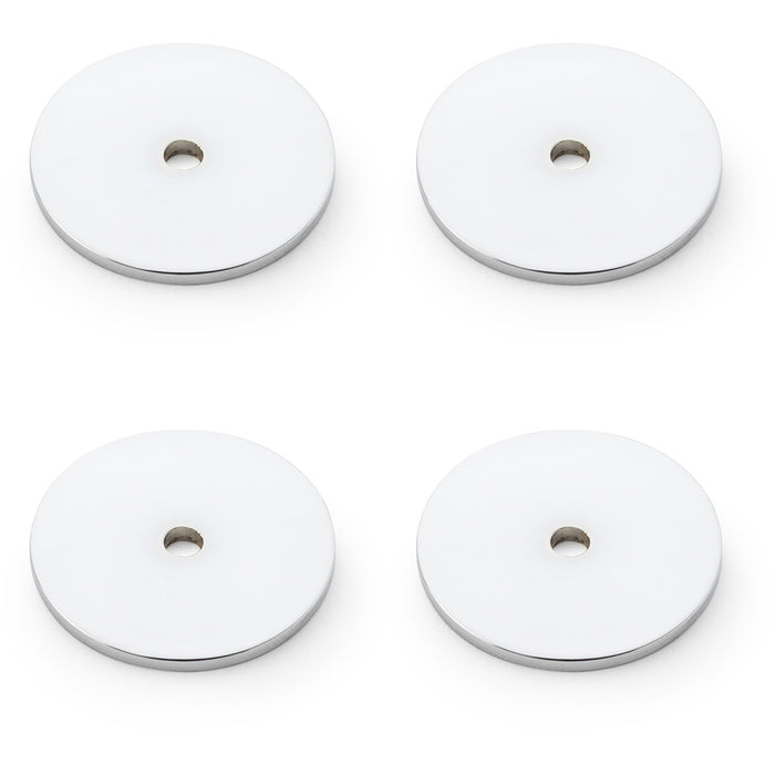 4 PACK Round Kitchen Door Knob Backplate Polished Chrome 35mm Circular Plate