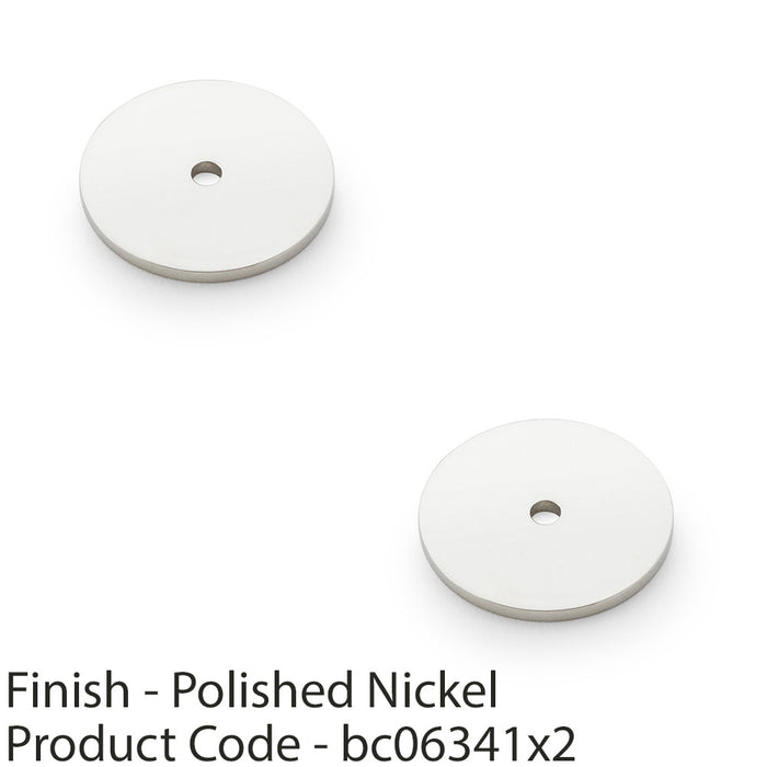 2 PACK Round Kitchen Door Knob Backplate Polished Nickel 35mm Circular Plate 1