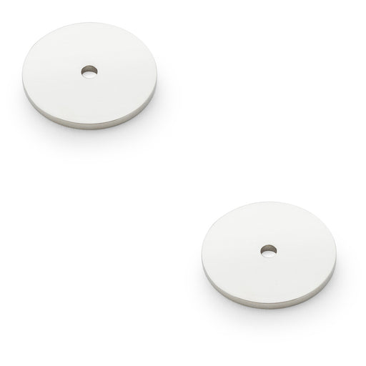 2 PACK Round Kitchen Door Knob Backplate Polished Nickel 35mm Circular Plate