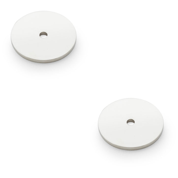 2 PACK Round Kitchen Door Knob Backplate Polished Nickel 35mm Circular Plate