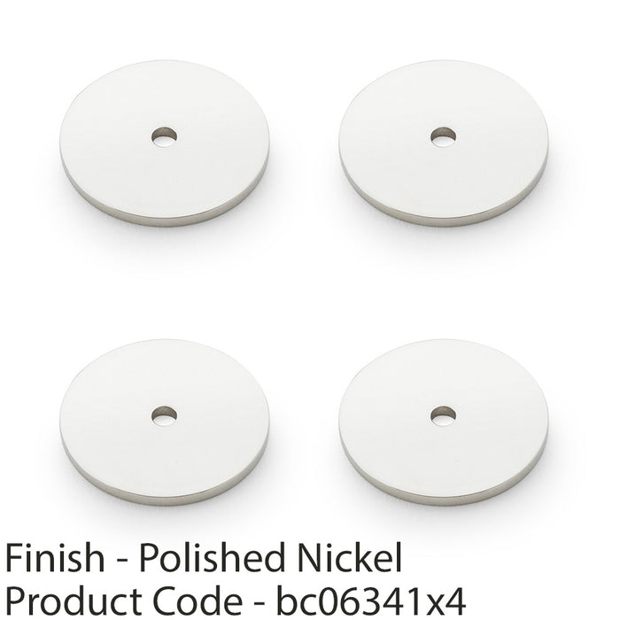 4 PACK Round Kitchen Door Knob Backplate Polished Nickel 35mm Circular Plate 1