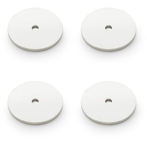 4 PACK Round Kitchen Door Knob Backplate Polished Nickel 35mm Circular Plate