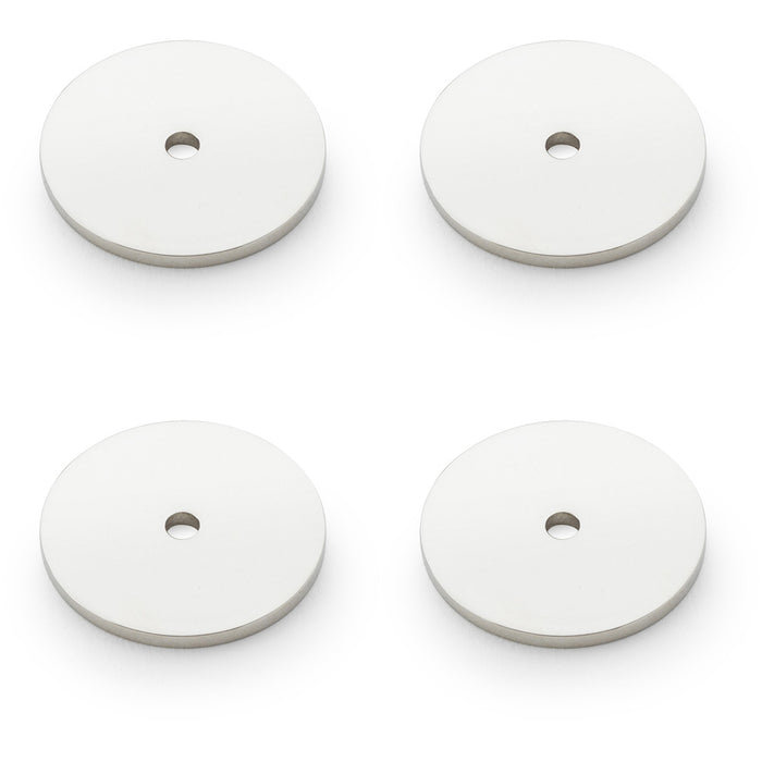 4 PACK Round Kitchen Door Knob Backplate Polished Nickel 35mm Circular Plate