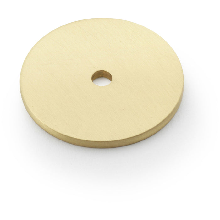 Round Kitchen Door Knob Backplate - Satin Brass 35mm Diameter Circular Plate