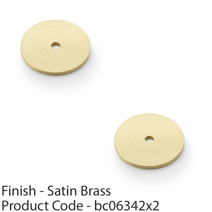 2 PACK Round Kitchen Door Knob Backplate Satin Brass 35mm Circular Plate 1