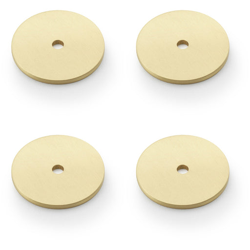 4 PACK Round Kitchen Door Knob Backplate Satin Brass 35mm Circular Plate