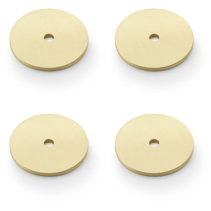 4 PACK Round Kitchen Door Knob Backplate Satin Brass 35mm Circular Plate