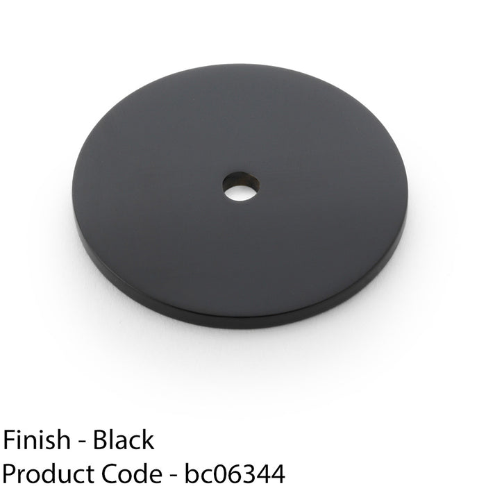 Round Kitchen Door Knob Backplate - Matt Black 40mm Diameter Circular Plate 1