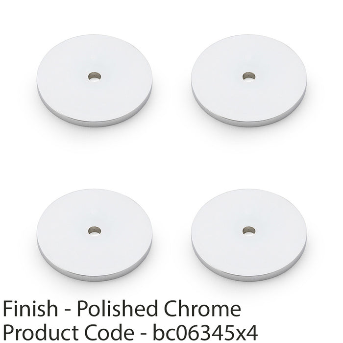 4 PACK Round Kitchen Door Knob Backplate Polished Chrome 40mm Circular Plate 1