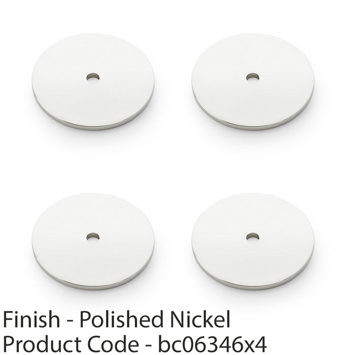 4 PACK Round Kitchen Door Knob Backplate Polished Nickel 40mm Circular Plate 1