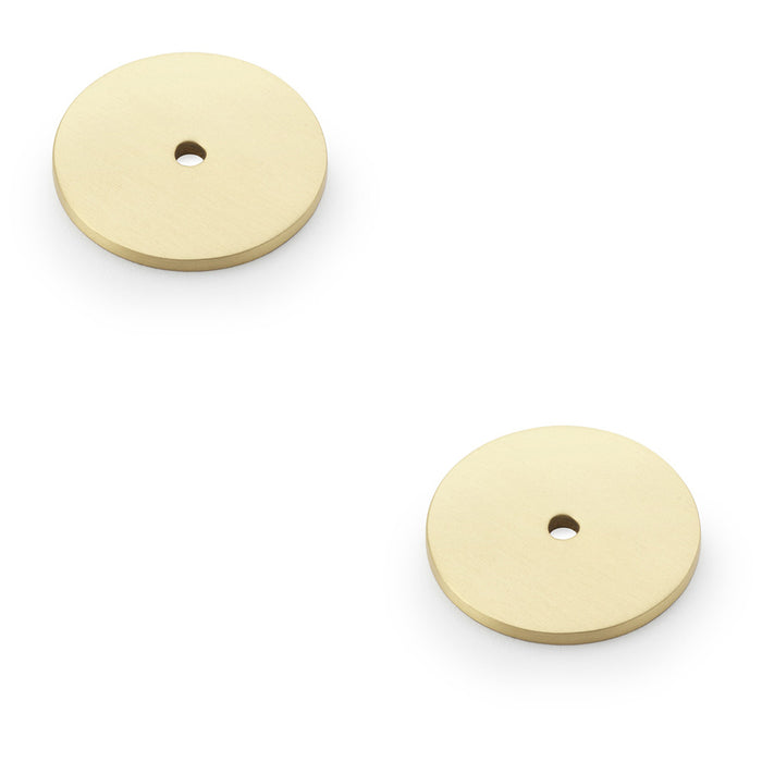 2 PACK Round Kitchen Door Knob Backplate Satin Brass 40mm Circular Plate