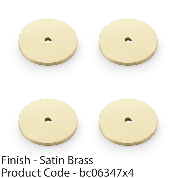4 PACK Round Kitchen Door Knob Backplate Satin Brass 40mm Circular Plate 1