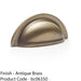 Ridged Cup Handle - Antique Brass - 76mm Centres Solid Brass Shaker Drawer Pull 1