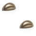 2 PACK Ridged Cup Handle Antique Brass 76mm Centres Solid Brass Drawer Pull