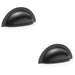 2 PACK Ridged Cup Handle Matt Black 76mm Centres Solid Brass Shaker Drawer Pull