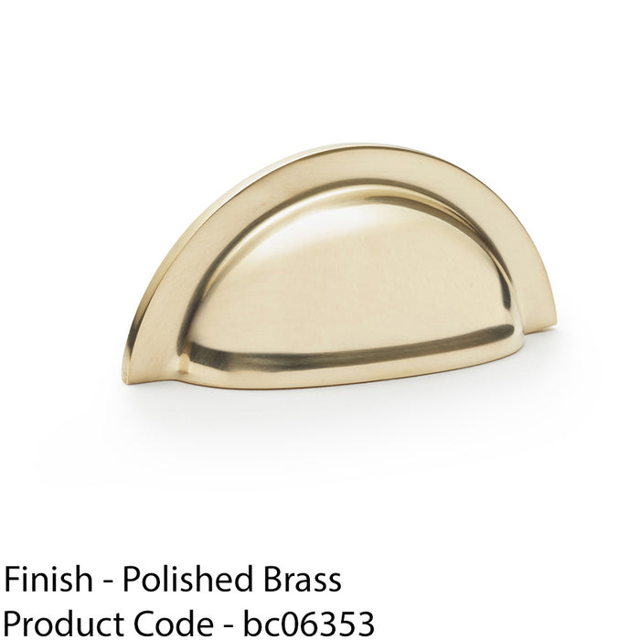 Ridged Cup Handle - Polished Brass - 76mm Centres Solid Brass Shaker Drawer Pull 1