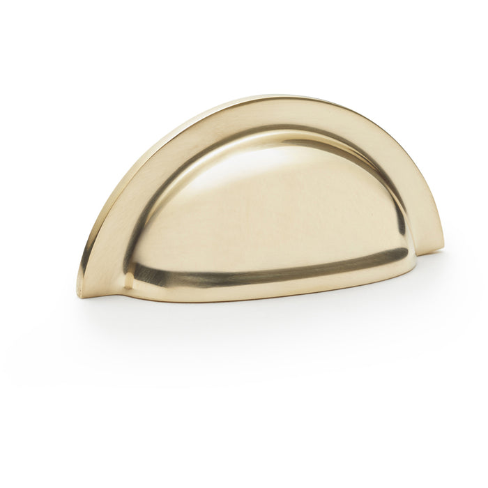 Ridged Cup Handle - Polished Brass - 76mm Centres Solid Brass Shaker Drawer Pull