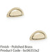 2 PACK Ridged Cup Handle Polished Brass 76mm Centres Solid Brass Drawer Pull 1