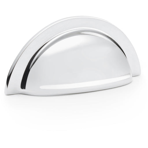 Ridged Cup Handle - Polished Chrome 76mm Centres Solid Brass Shaker Drawer Pull